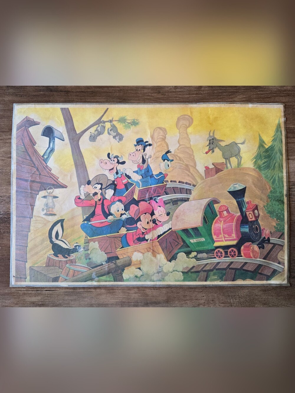 Vintage 1980s Walt Disney Disneyland Big Thunder Mountain Railroad Placemat